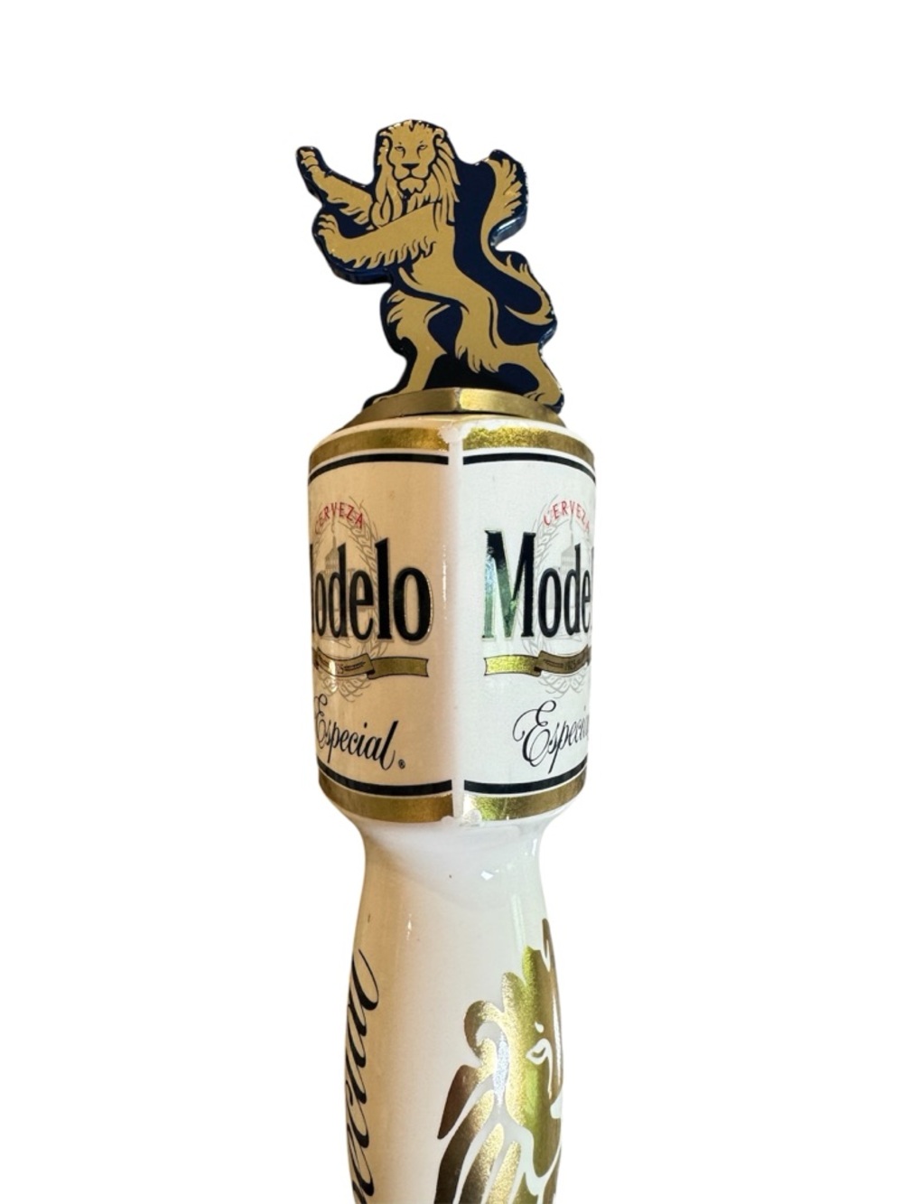 Modelo Especial Beer Tap Handle With Lion Topper  13.5” Paint Chipped - Picture 2 of 7